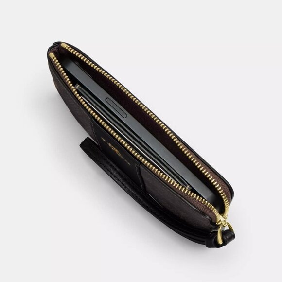 Coach Corner Zip Wristlet In Signature Canvas With Stripe - Picture 4 of 4